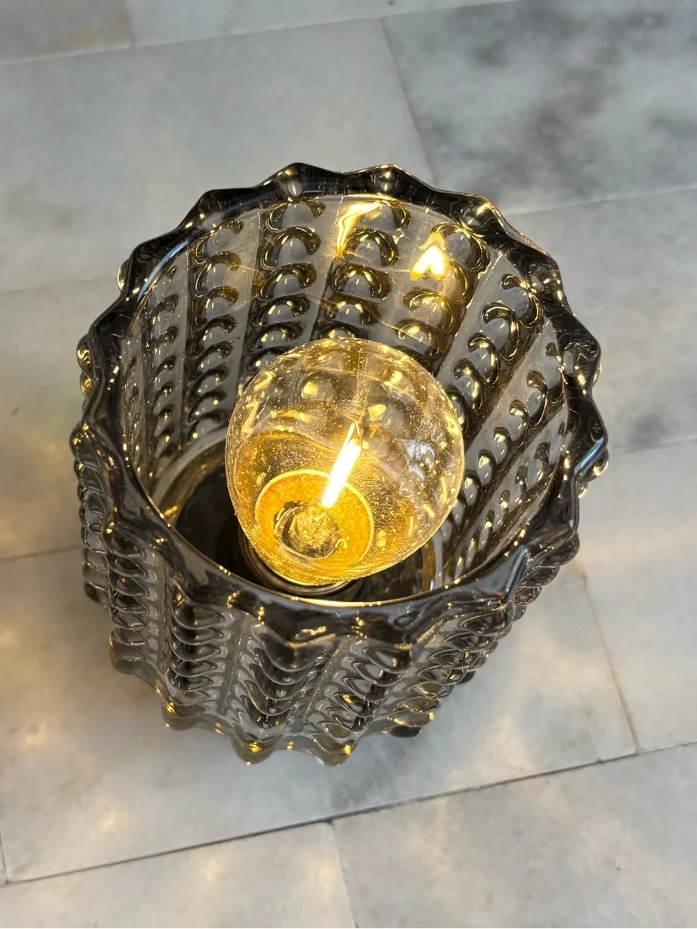 Crystal Beaded Glass Votive Candle Holders - with gold accent bottom.